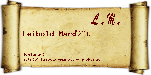 Leibold Marót névjegykártya